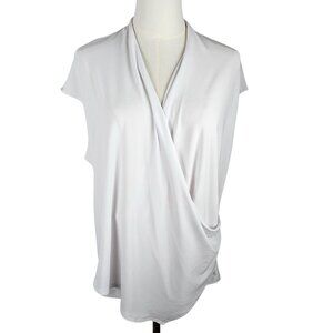 Clara SunWoo XL White Sleeveless Wrap Top